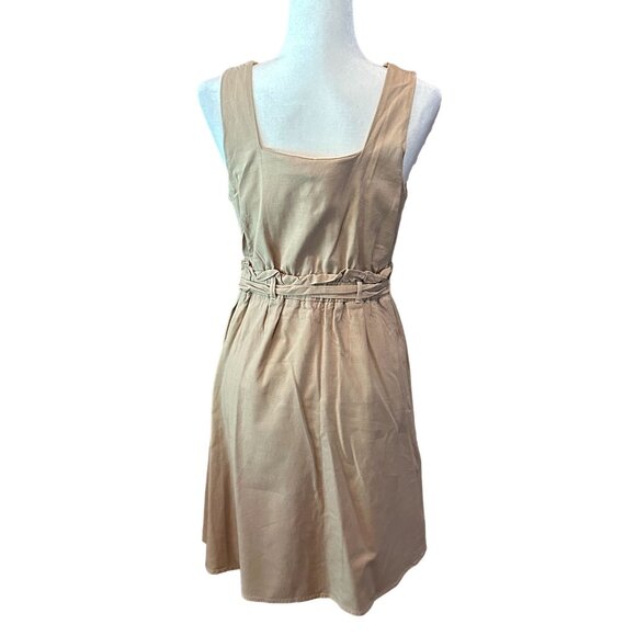 Monteau Beige Sleeveless Button-Down Belted Dress L - Picture 7 of 8
